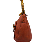 Gucci Orange Pebbled Leather Bamboo Top Handle Hobo Bag