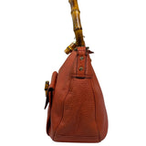 Gucci Orange Pebbled Leather Bamboo Top Handle Hobo Bag