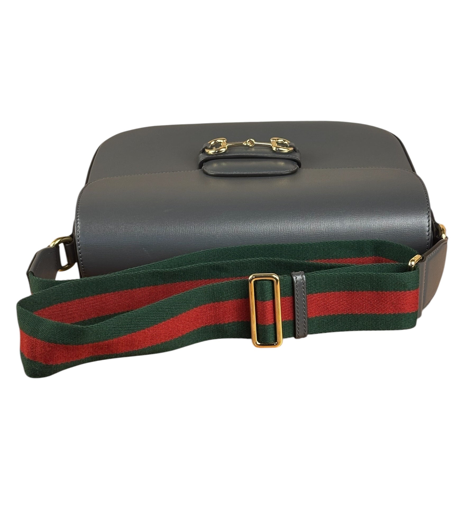 Gucci Grey Leather 1955 Horsebit Shoulder Bag