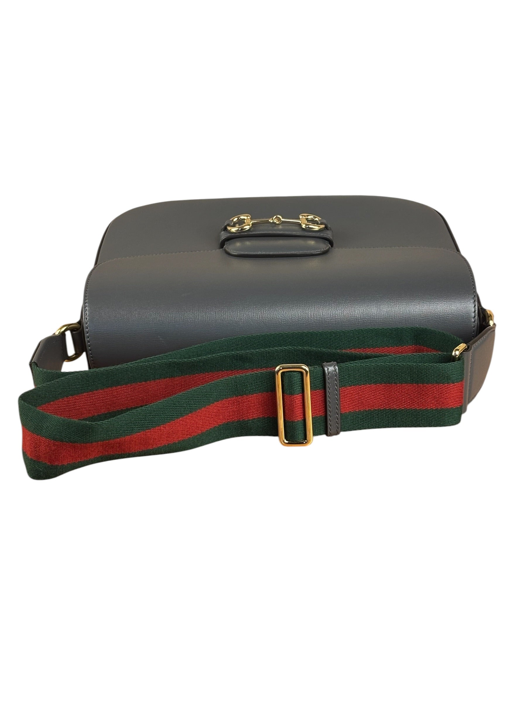 Gucci Grey Leather 1955 Horsebit Shoulder Bag