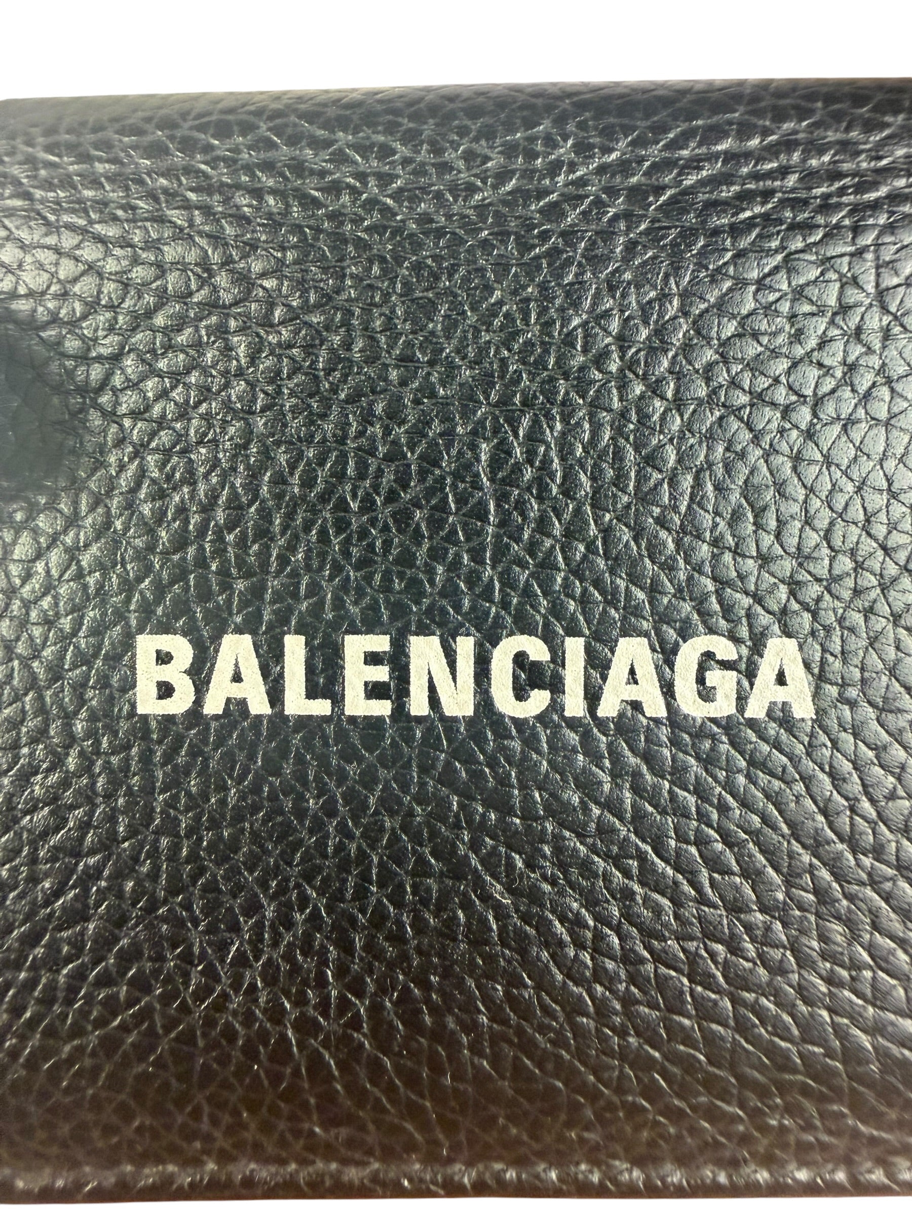 Balenciaga Black Leather Cash Mini Wallet