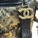 Chanel Metallic Gold/Black Leather Small Gabrielle Hobo Bag 1992
