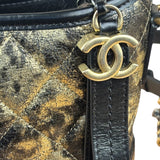 Chanel Metallic Gold/Black Leather Small Gabrielle Hobo Bag 1992
