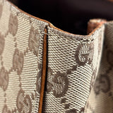 Gucci GG Brown Leather Trim Canvas Monogram Tote Bag