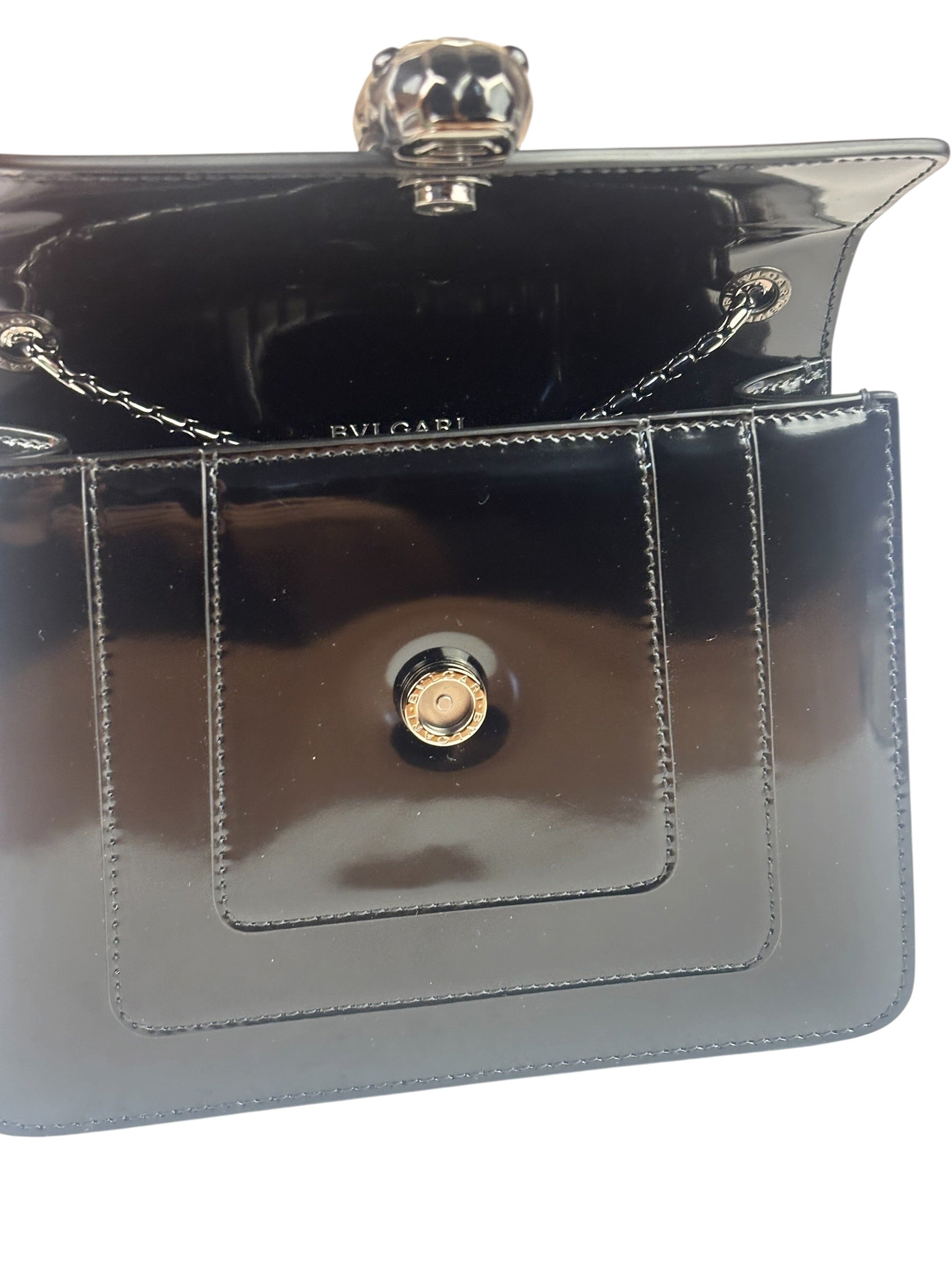 Bvlgari Black Patent Leather Small Serpenti Crossbody Bag