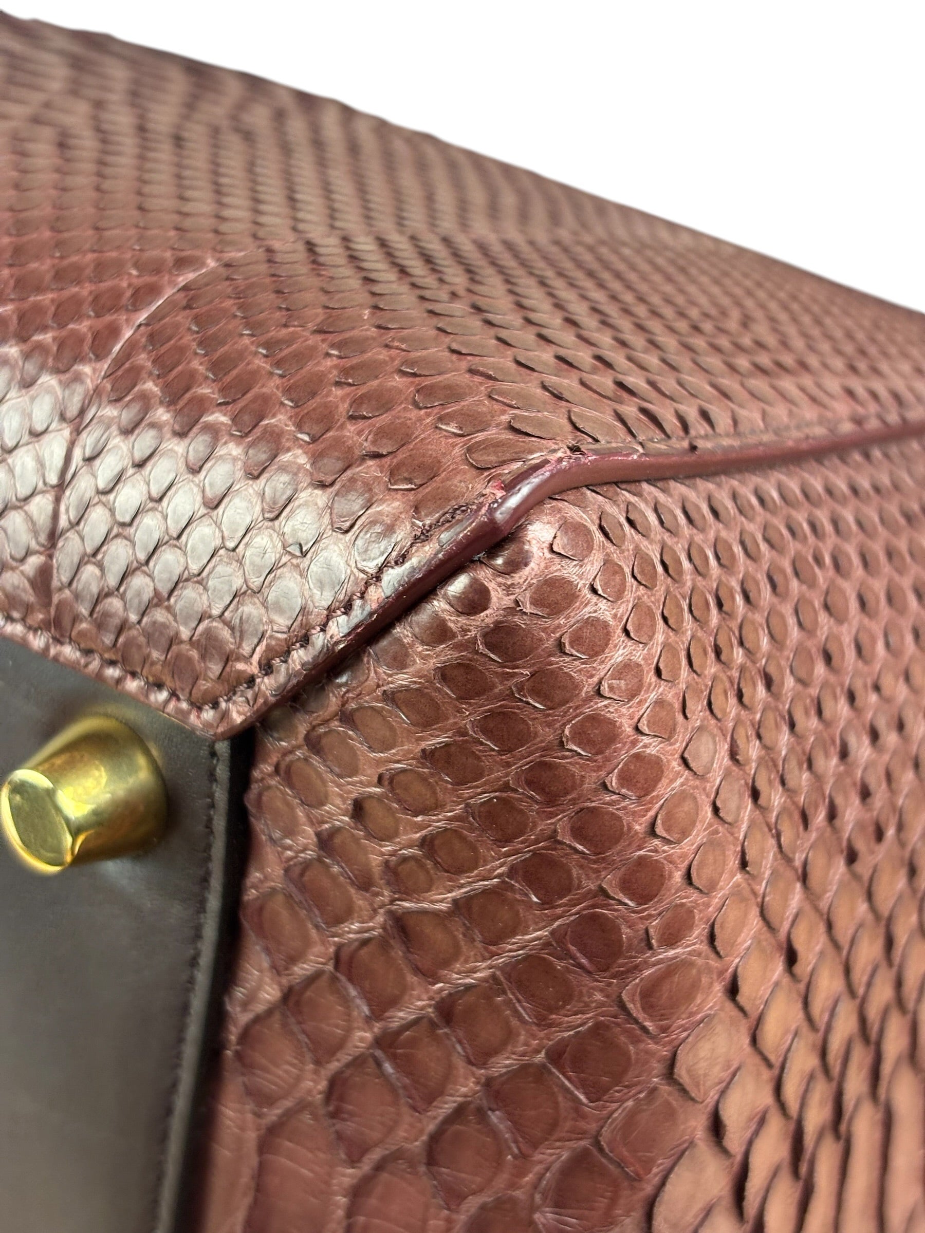 Celine Maroon Python Embossed Trapeze Bag