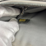 Chanel Chevron Aged Metallic Silver Patent Leather O-Case Clutch 1992