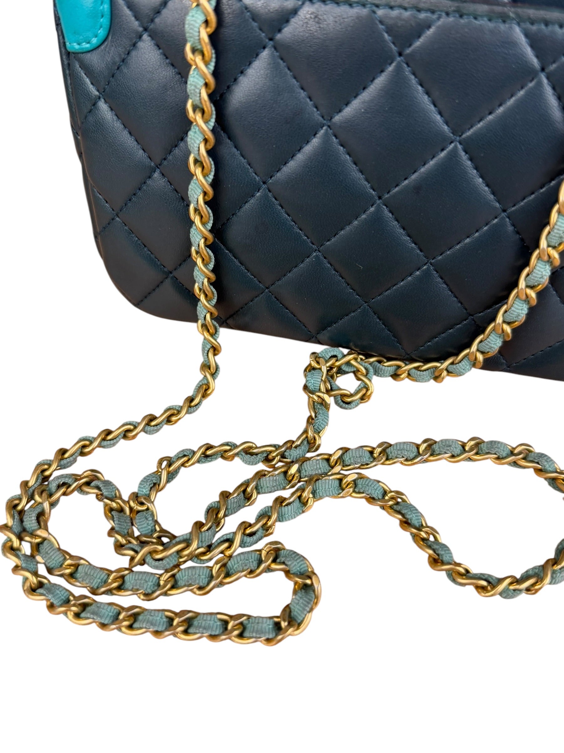 Chanel Quilted Mini Two-Tone Blue Day Flap Bag 2017