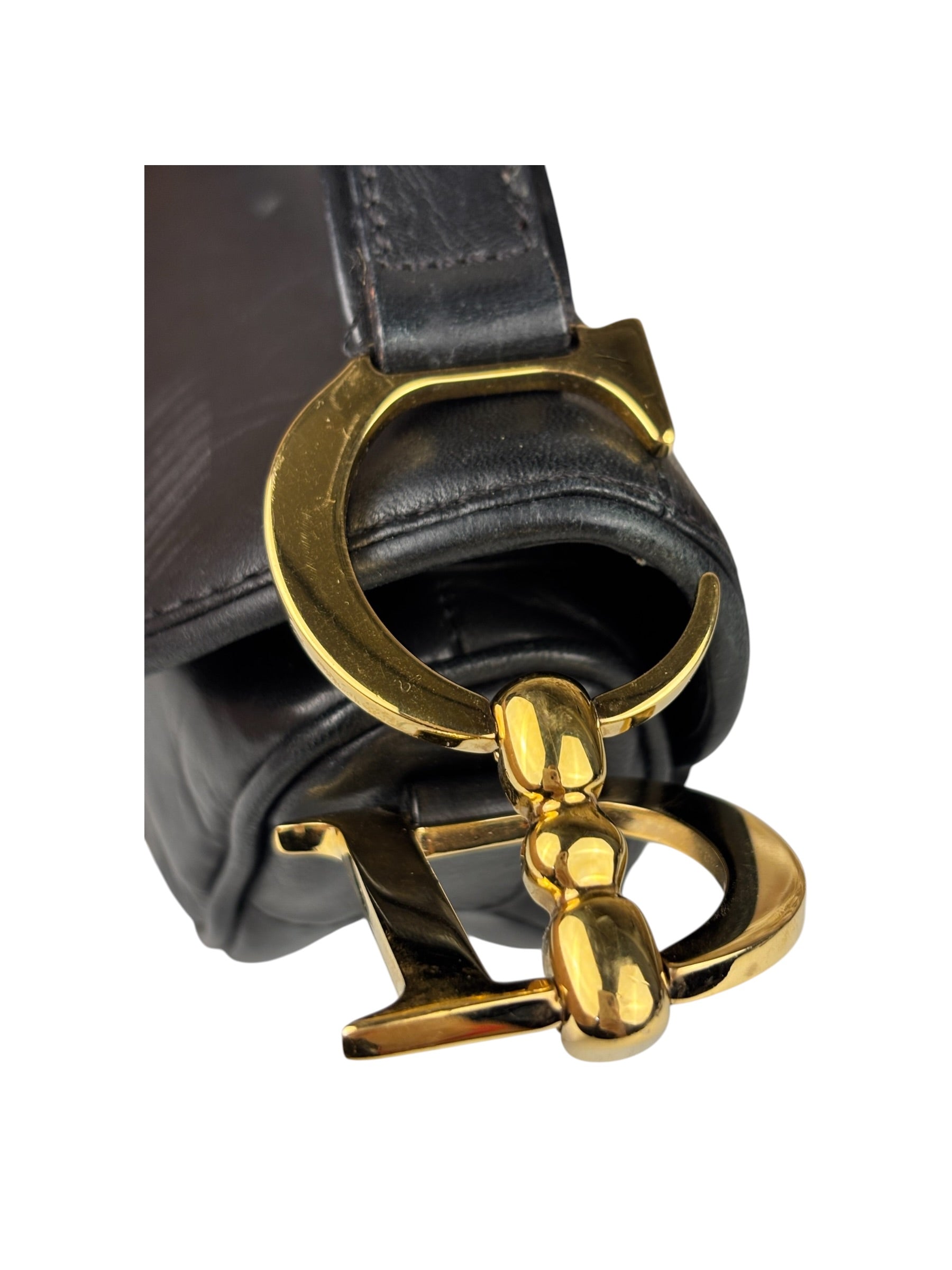 Christian Dior Black Calfskin Saddle Shoulder Bag