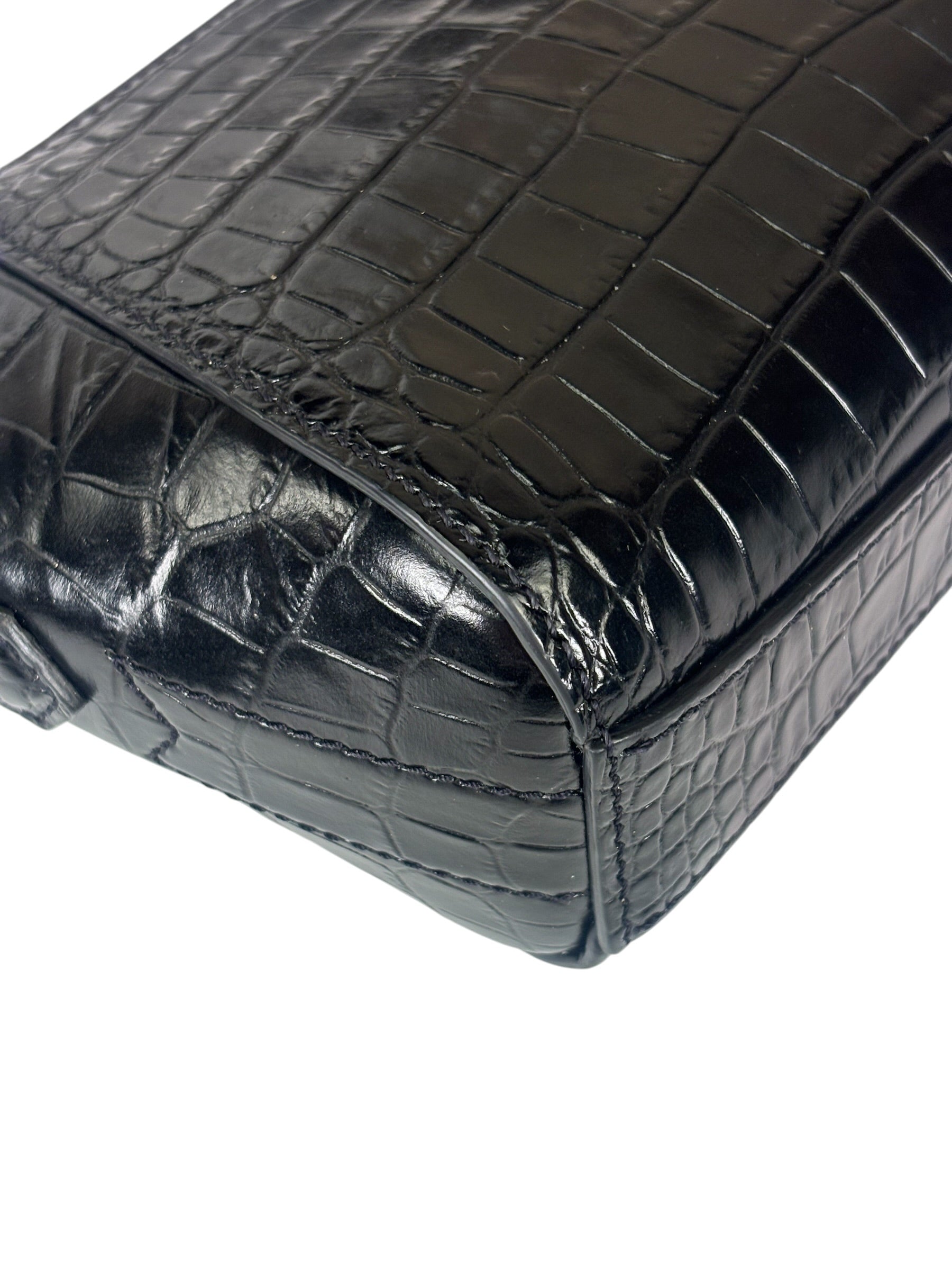 Givenchy Black Crocodile Embossed Leather Nano Antigona Crossbody Bag