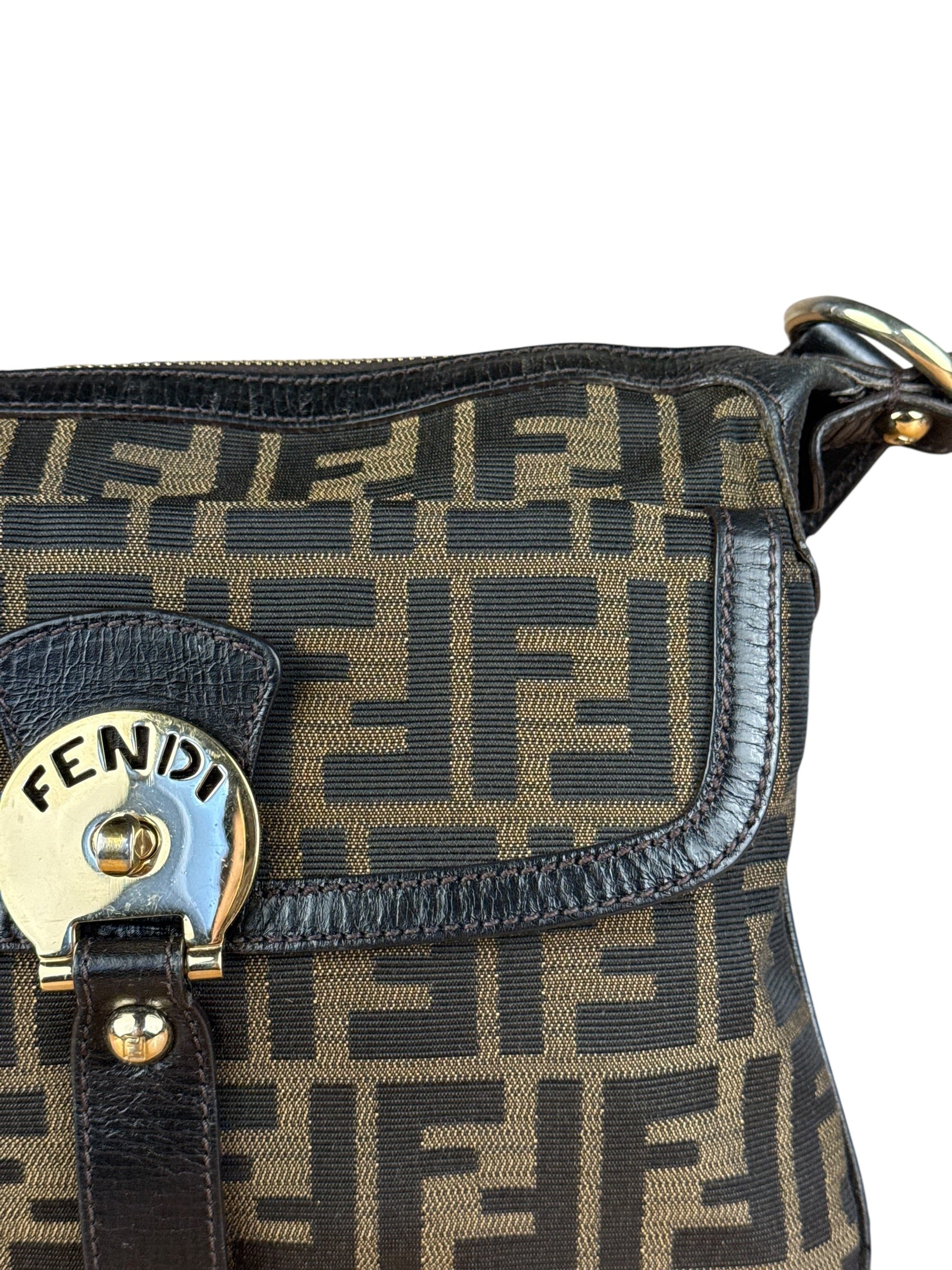 Fendi Vintage Zucca Pattern Canvas Shoulder Bag
