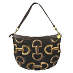 Gucci Black/Brown Leather Trim Half-Moon Hobo Bag