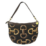 Gucci Black/Brown Leather Trim Half-Moon Hobo Bag