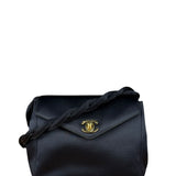 Chanel Vintage Black Mini Satin Flap Braided Shoulder Bag