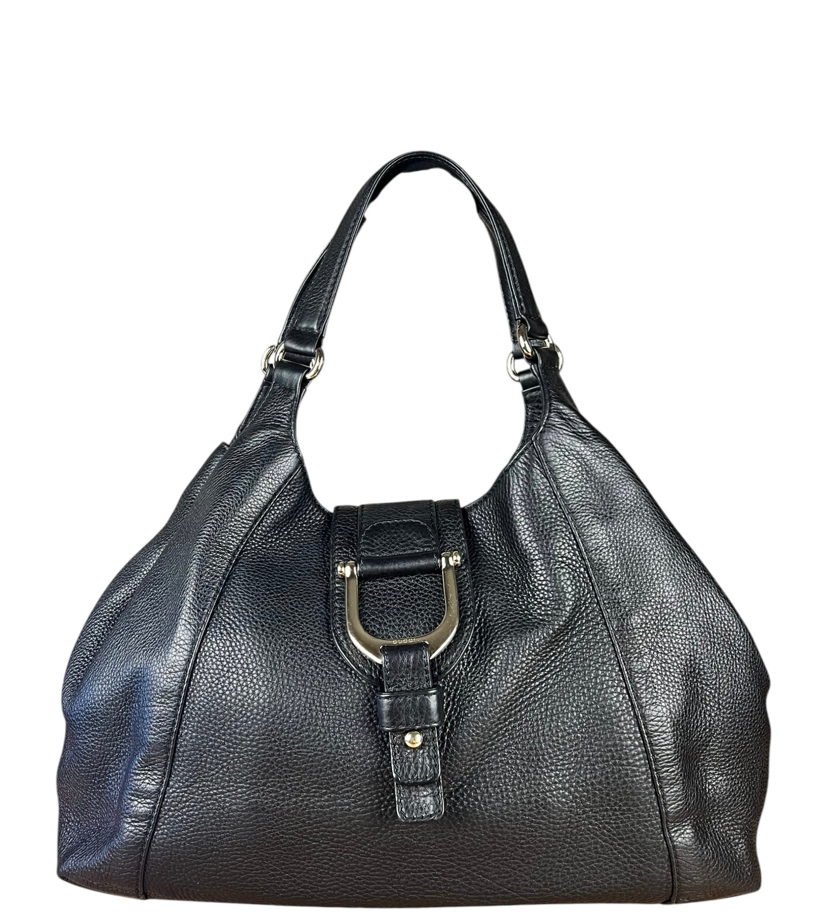 Gucci Black Leather Horsebit Flap Shoulder Bag