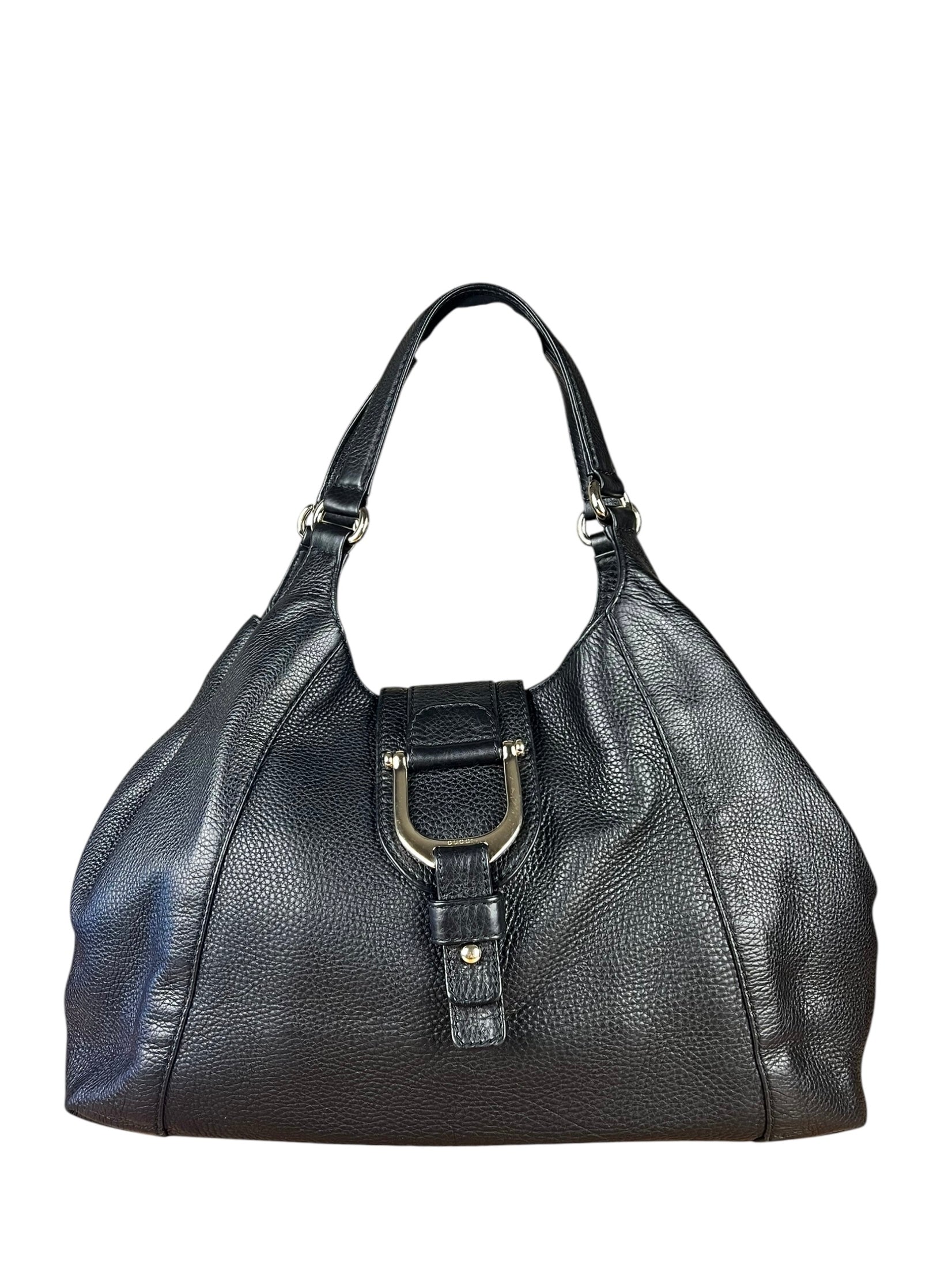 Gucci Black Leather Horsebit Flap Shoulder Bag