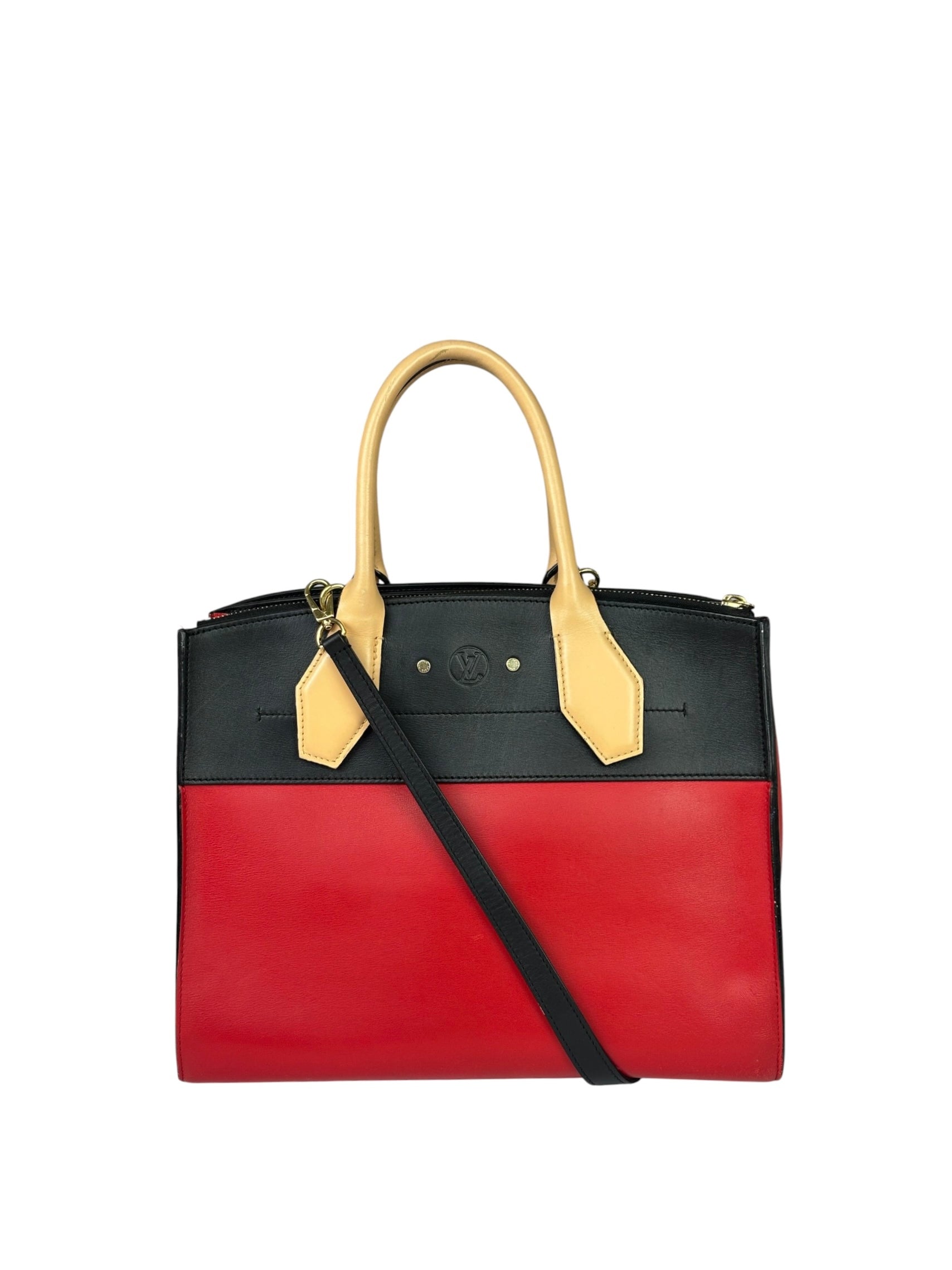 Louis Vuitton Red Leather City Steamer Handbag MM