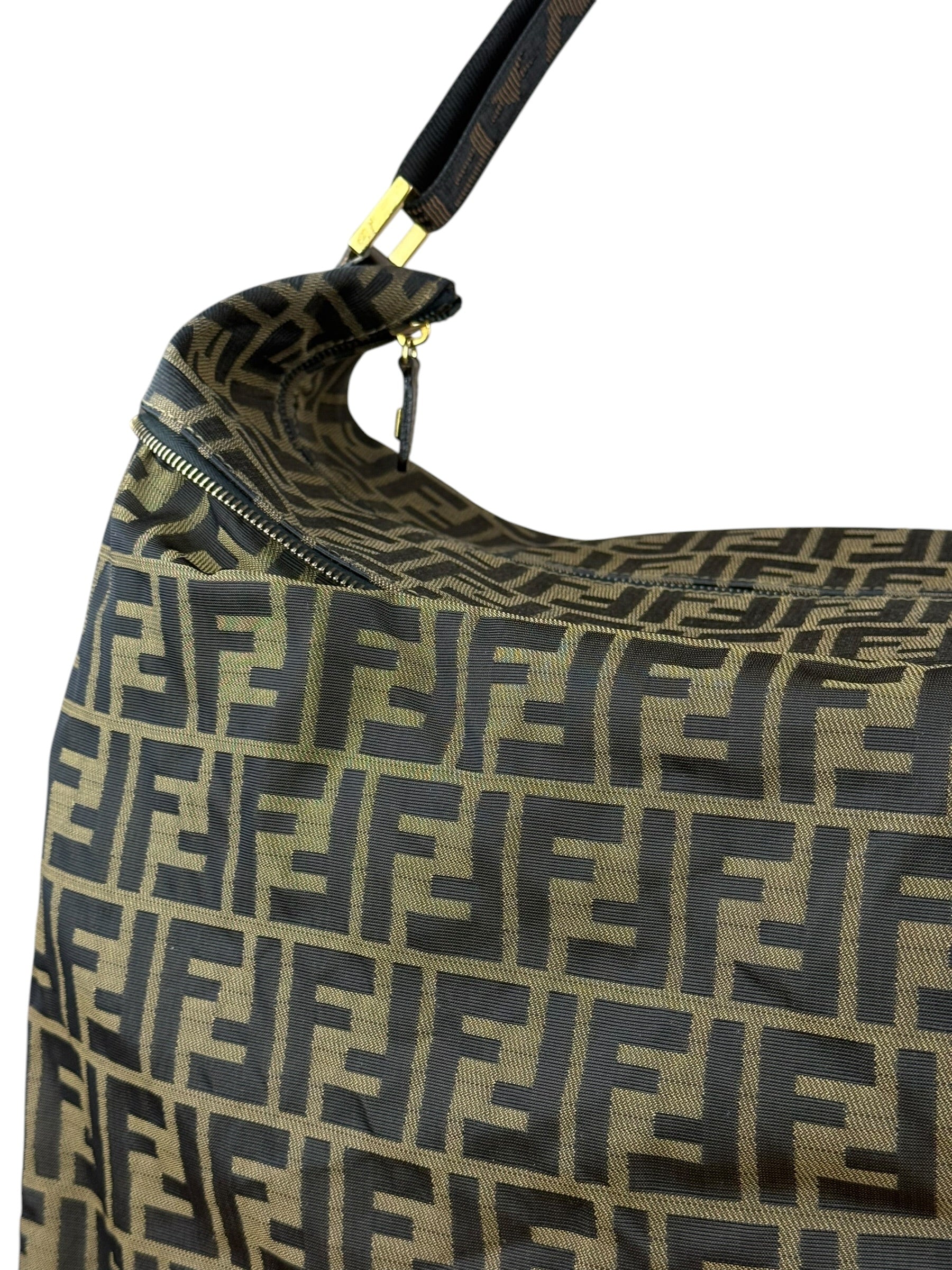 Fendi Vintage Zucca Canvas Collapsible Shoulder Bag