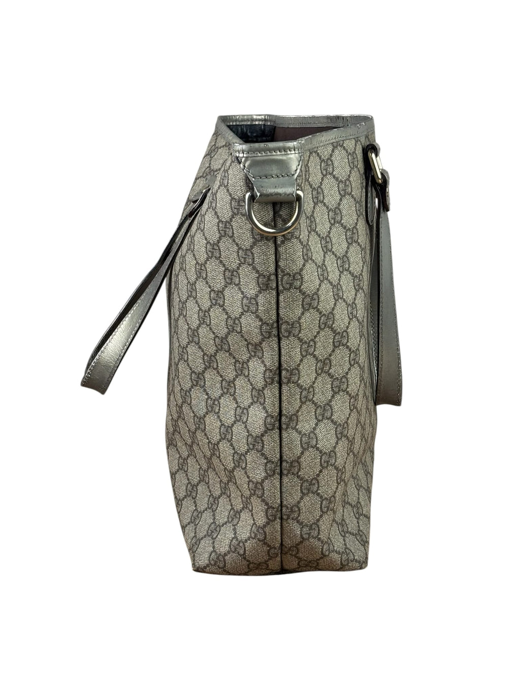 Gucci Beige/Grey Leather Canvas GG Joy Tote Bag