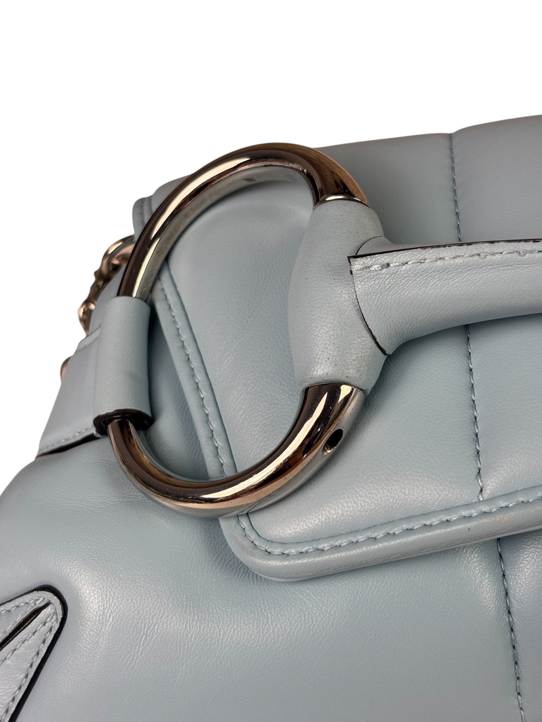 Gucci Blue Leather Horsebit Chain Shoulder Bag