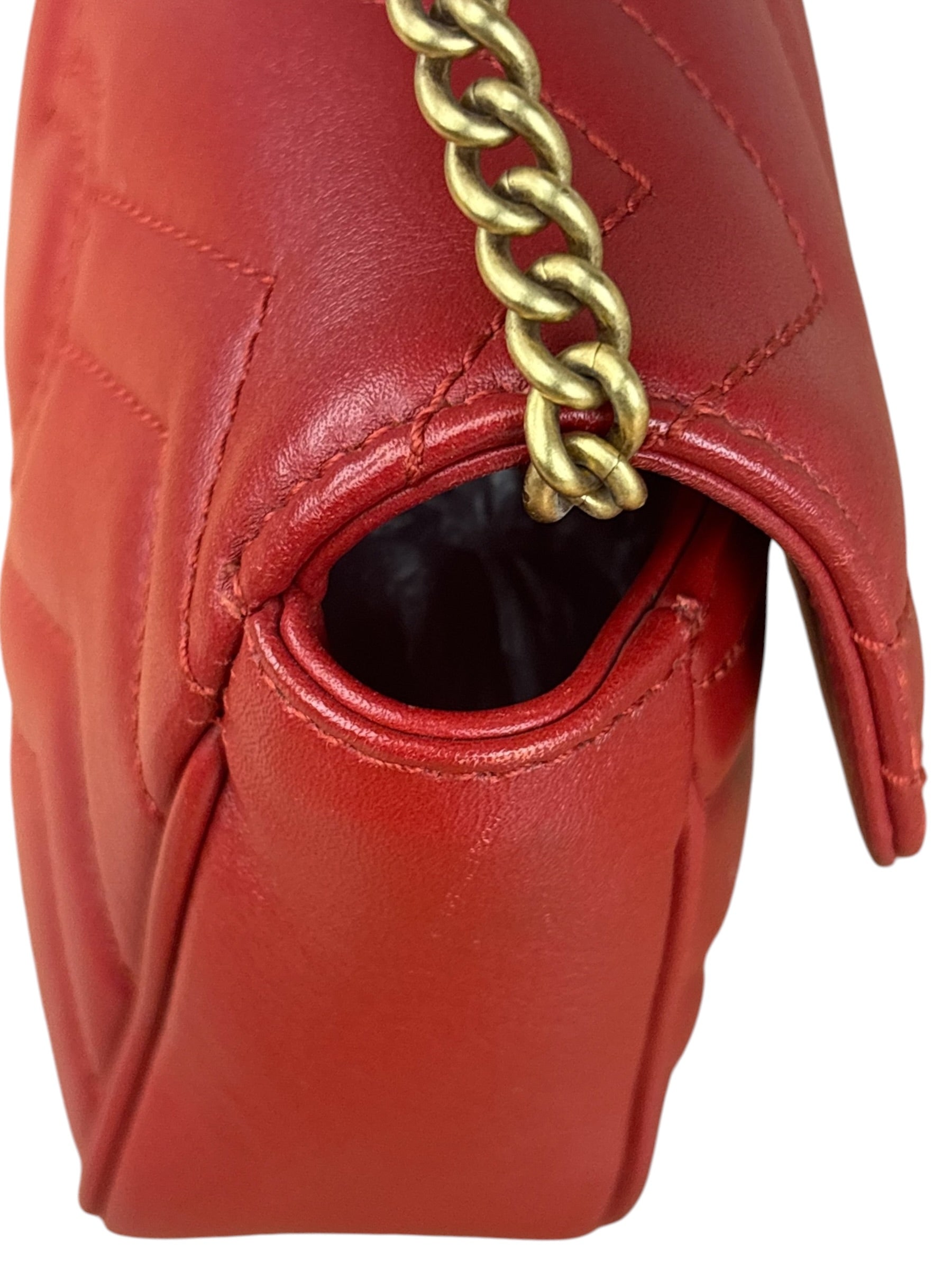 Gucci Red Chevron Quilted Matelasse Mini Leather Shoulder Bag