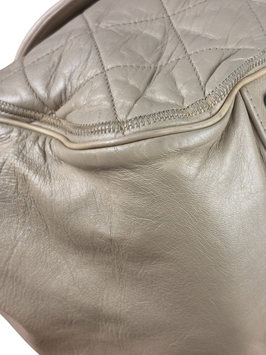 Chanel Beige Quilted Leather East West Accordion Flap Bag 2008