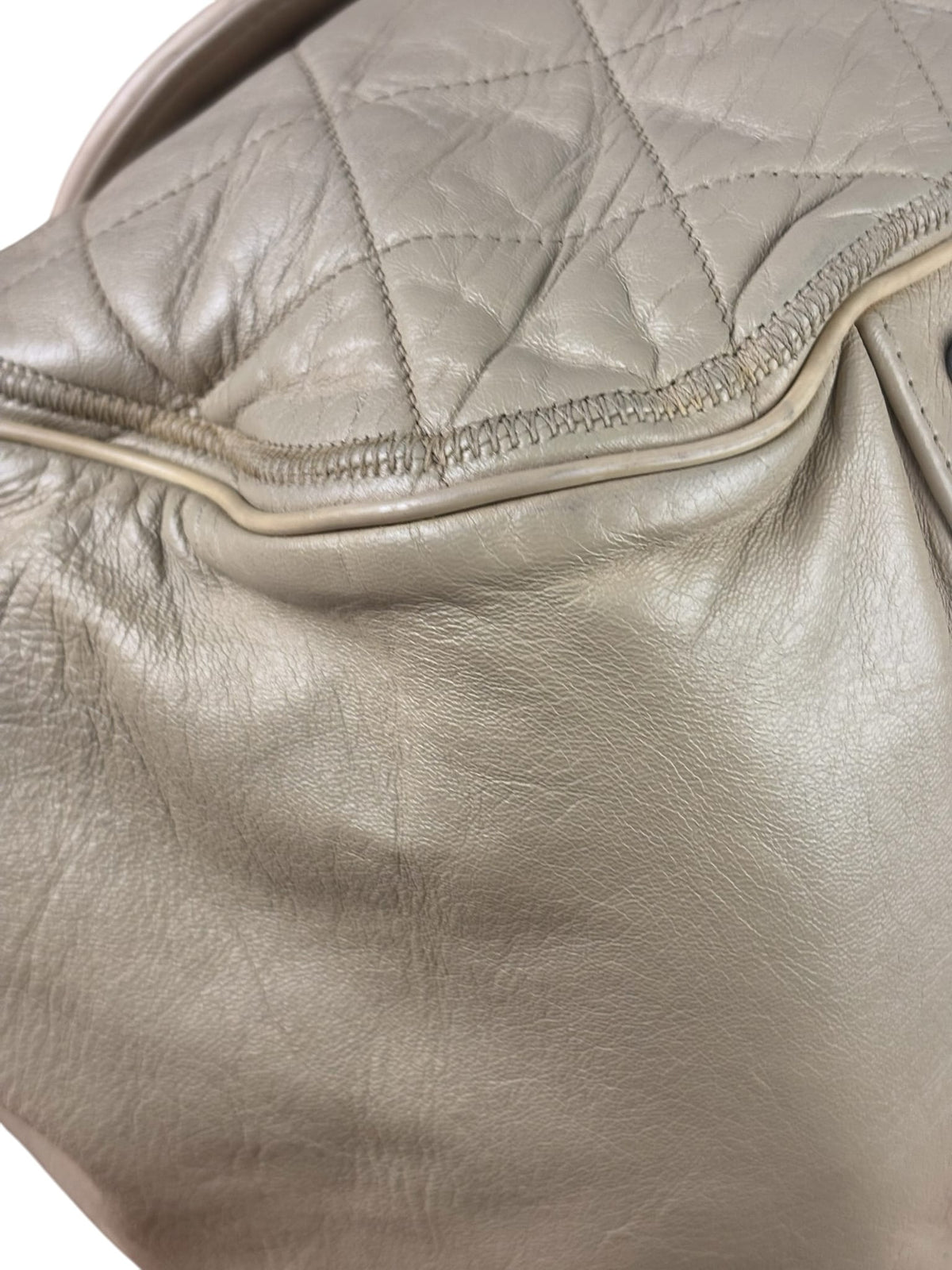 Chanel Beige Quilted Leather East West Accordion Flap Bag 2008