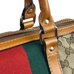 Gucci Beige/Brown GG Web Boston Two-Way Bag