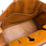 Hermes Birkin 35 Ostrich Leather Handbag Gold Hardware