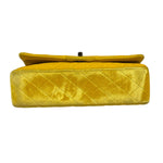 Chanel Yellow Quilted Velvet/Leather Double Flap Bag 2015
