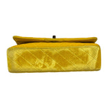 Chanel Yellow Quilted Velvet/Leather Double Flap Bag 2015