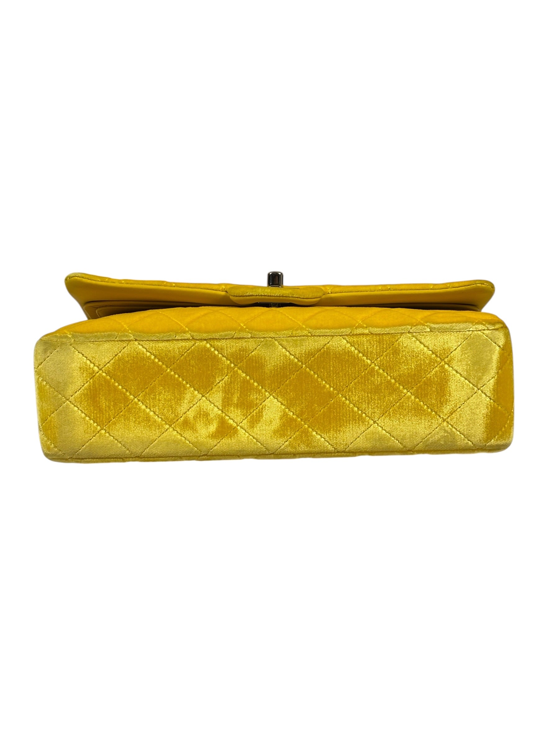 Chanel Yellow Quilted Velvet/Leather Double Flap Bag 2015