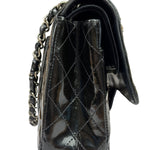 Chanel Black Patent Quilted Leather Double Flap Bag
