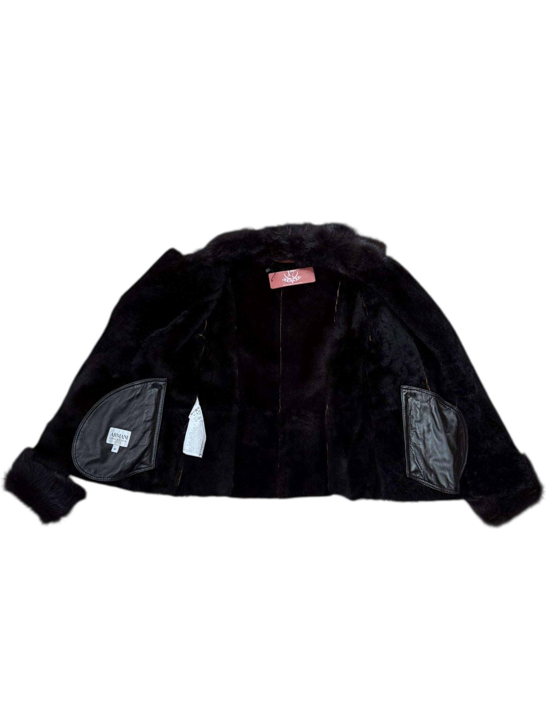 Armani Orange Suede Fur Lined Zip Up Jacket