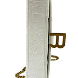 Balenciaga White Crocodile Embossed Hourglass Wallet On Chain