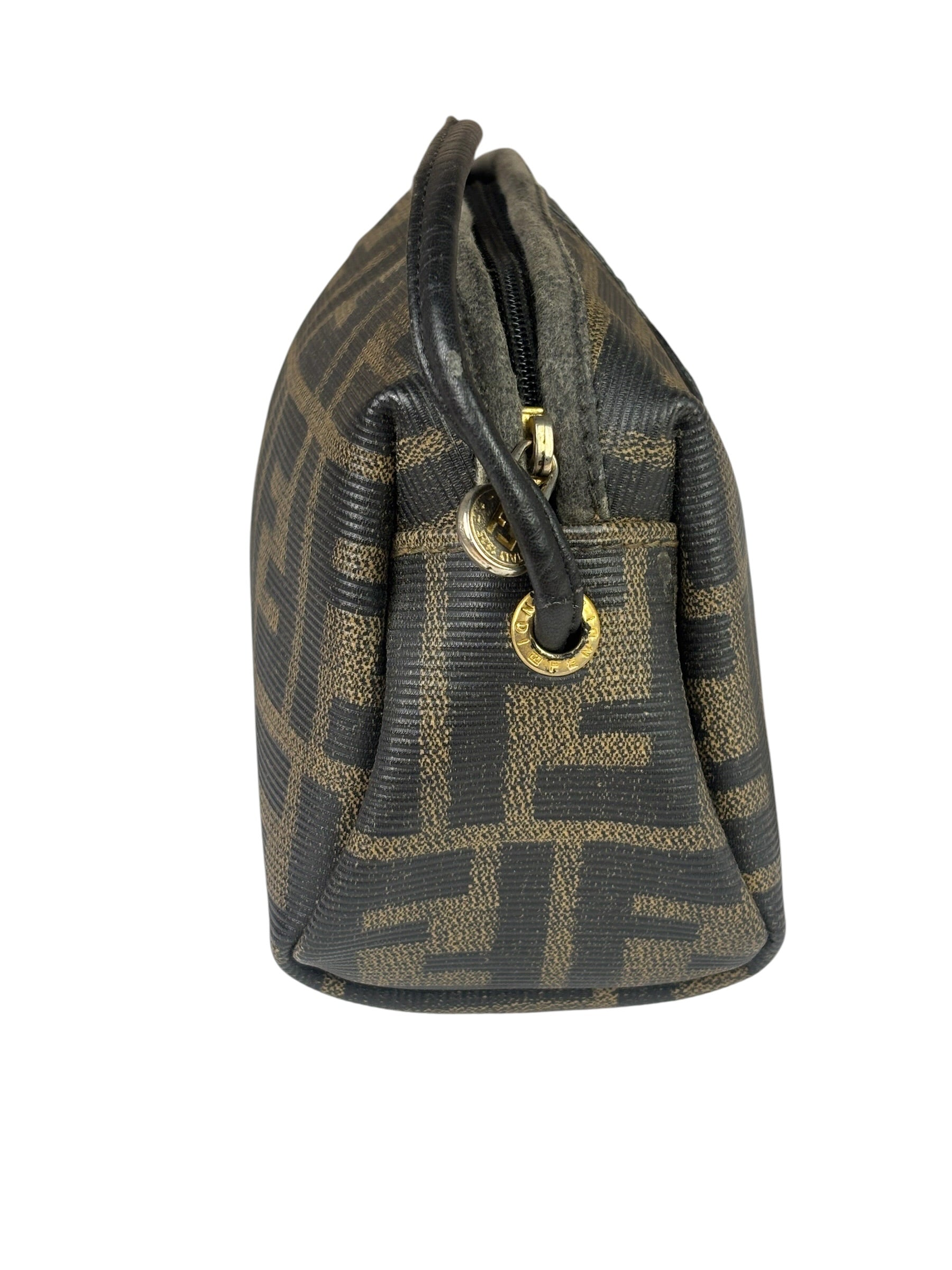 Fendi Black Leather Trim Zucca Small Camera Bag