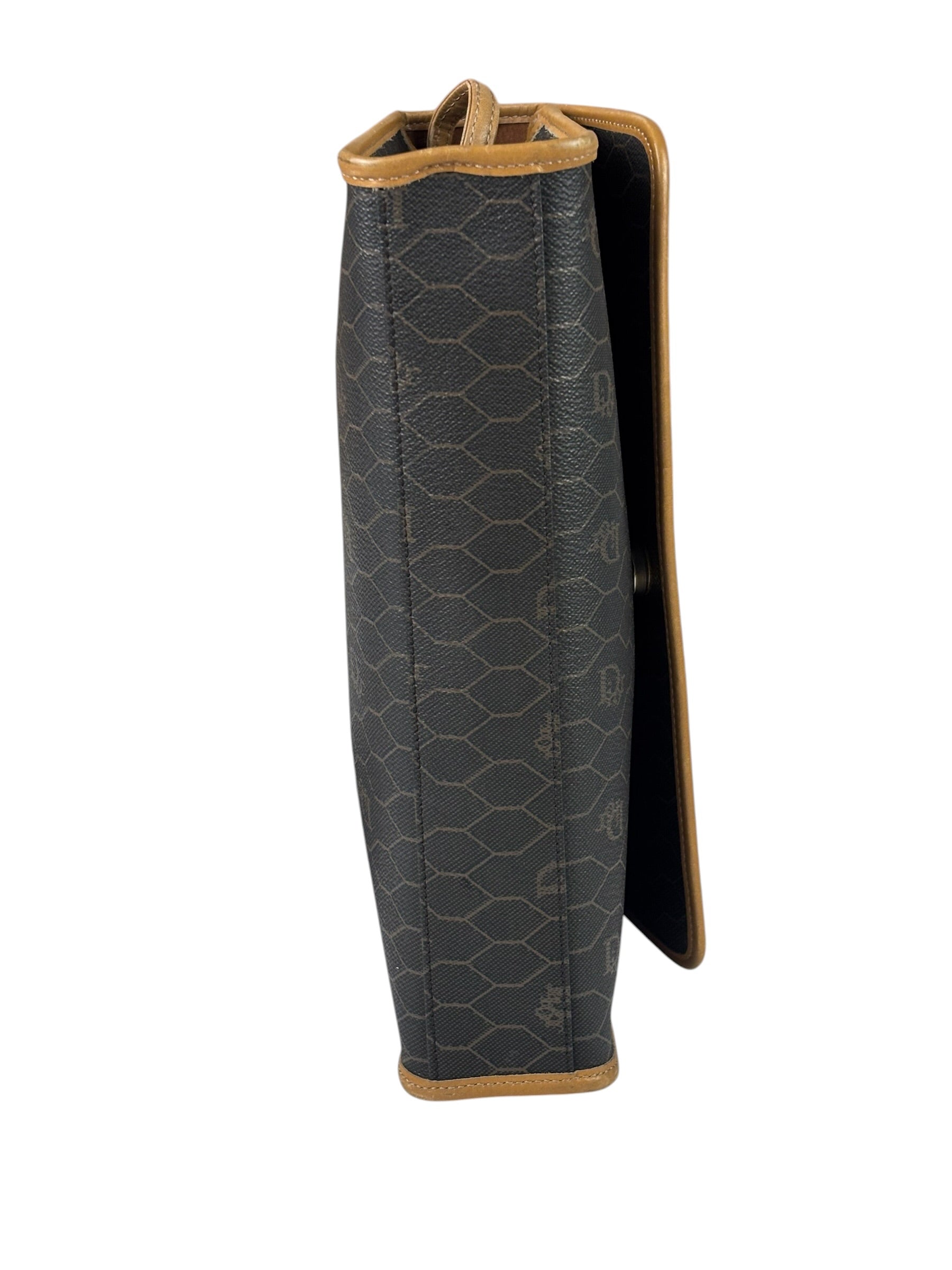Christian Dior Vintage Brown Leather Honeycomb Shoulder Bag