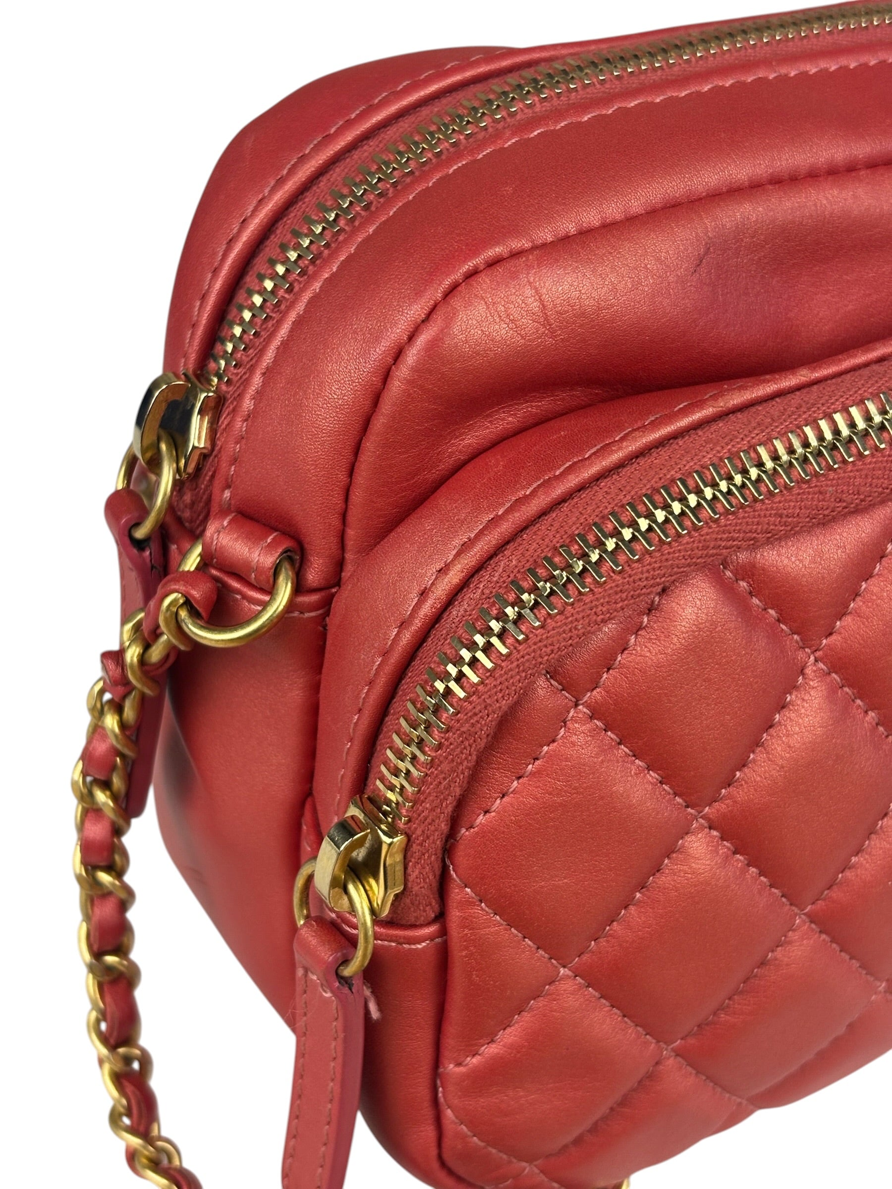Chanel Pink Satin/Leather Trim Camera Bag 2019