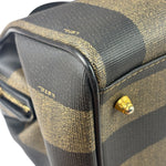 Fendi Brown/Black Leather Pequin Boston Bag