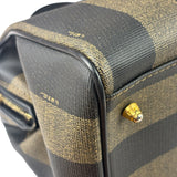 Fendi Brown/Black Leather Pequin Boston Bag