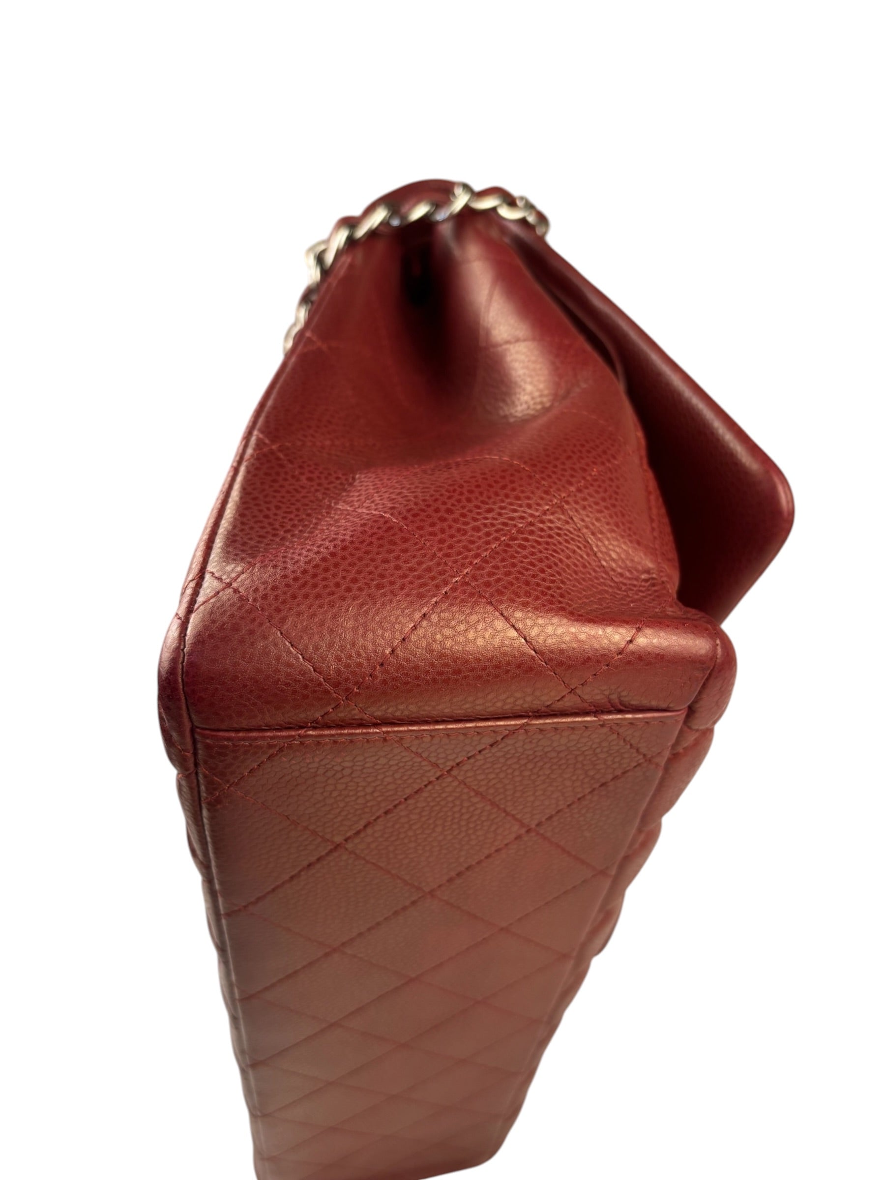 Chanel Burgundy Quilted Leather Jumbo Classic Double Flap Bag 2011