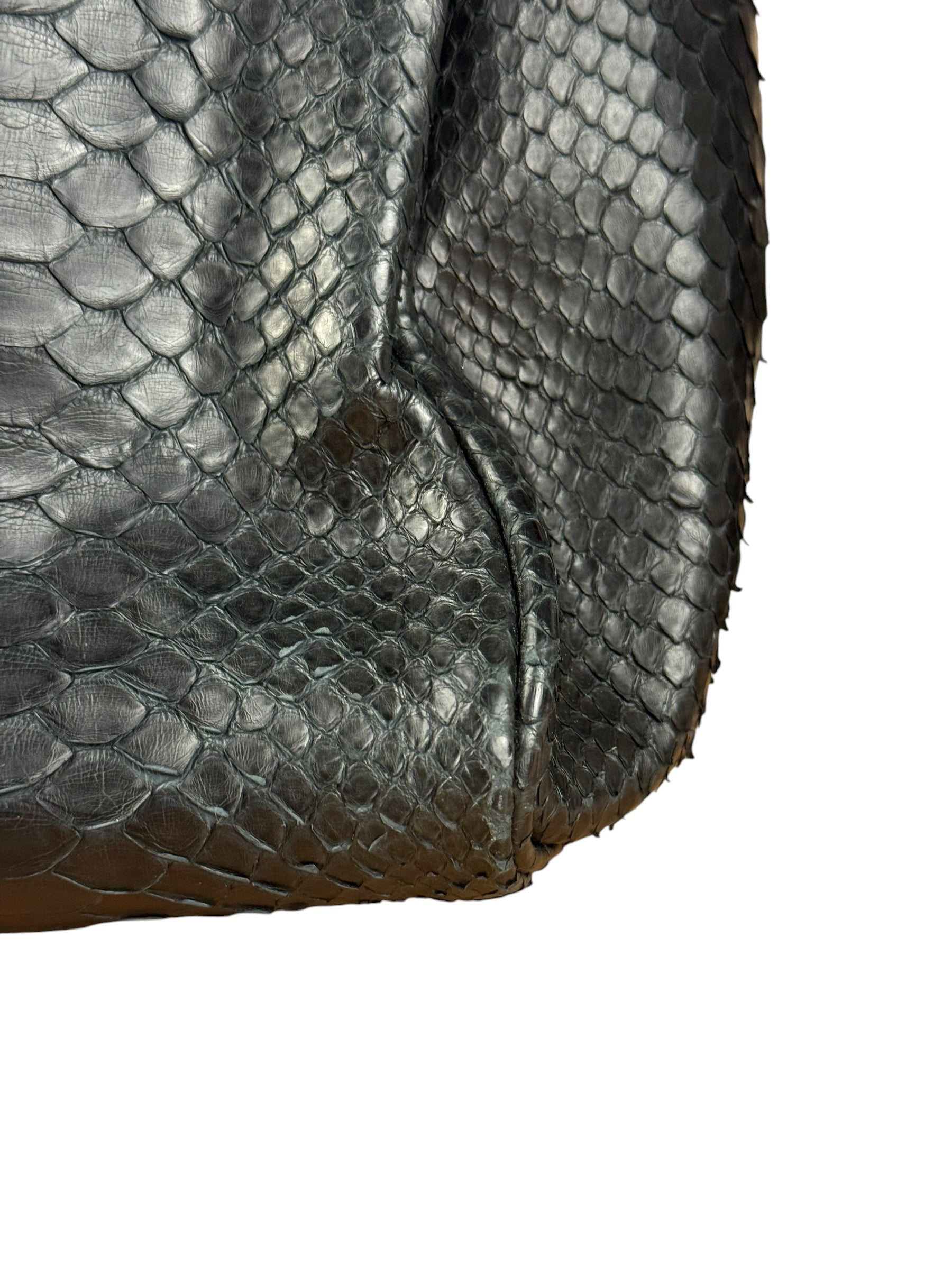 Bottega Veneta Black Snake Leather Brief Case