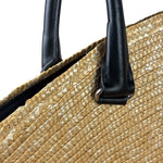 Balenciaga Raffia Woven/Leather Trim Beach Tote