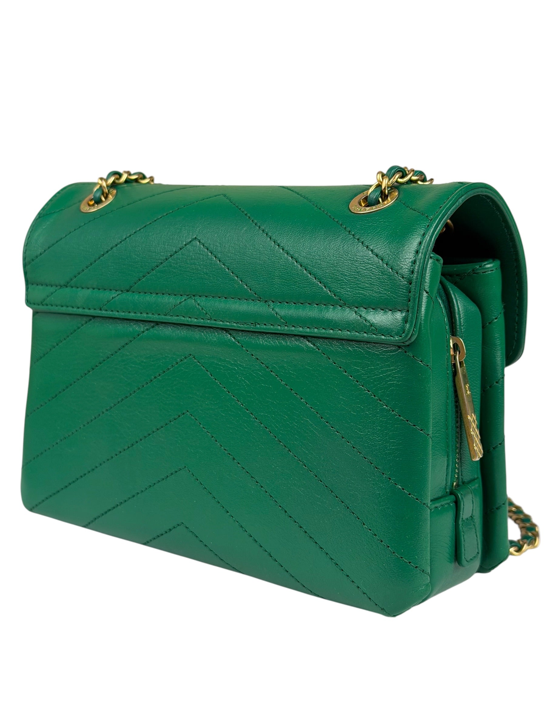 Chanel Green Lambskin Shoulder Bag 2018