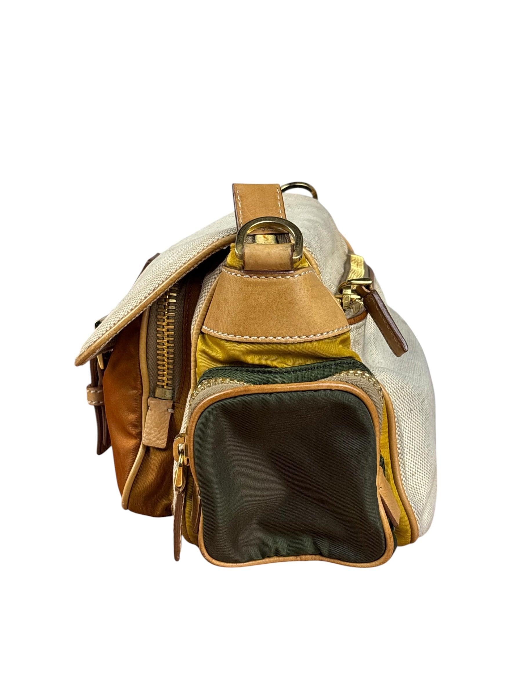 Prada Multicolor Leather Trim Sac Multi-Poches Crossbody Bag