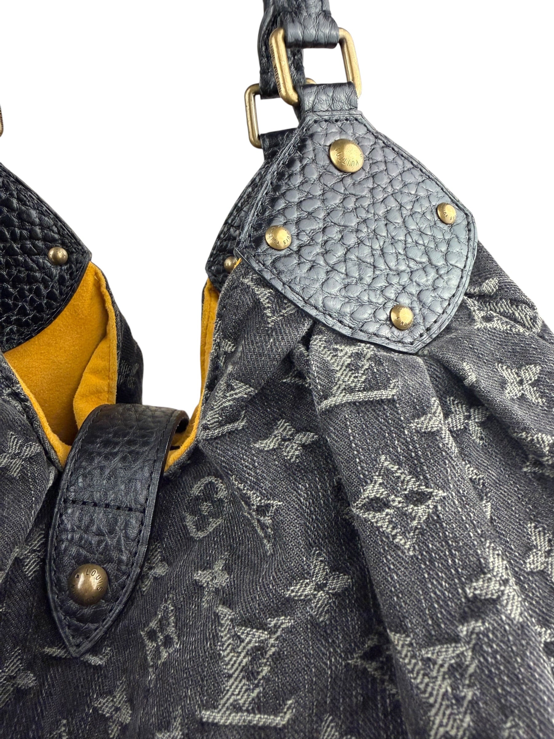 Louis Vuitton Black Denim Mahina Hobo Bag XL