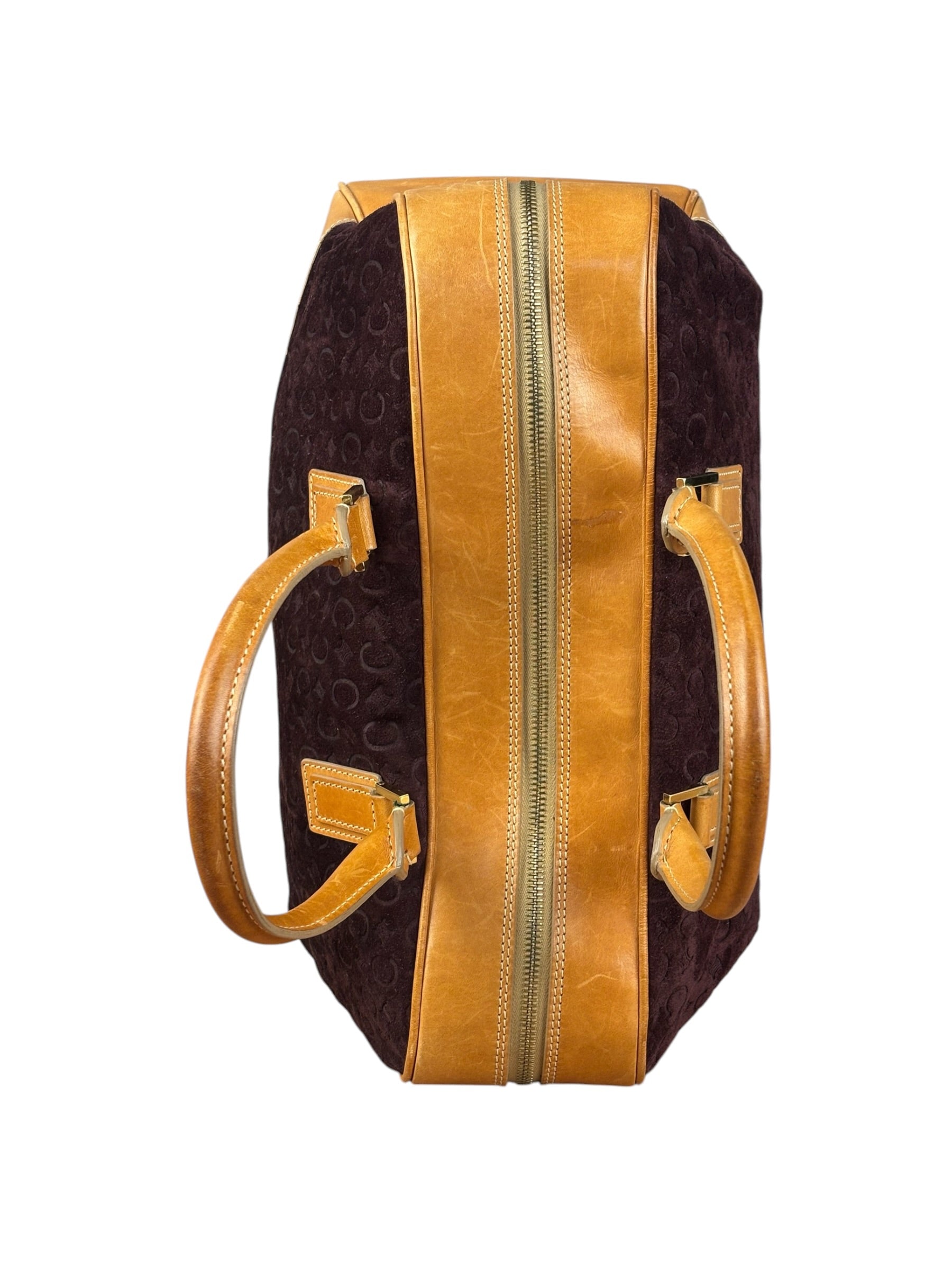Celine Vintage Suede Macadam Leather Bowler Bag