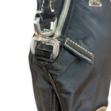 Prada Black Tessuto Nylon Leather Trim Shoulder Bag