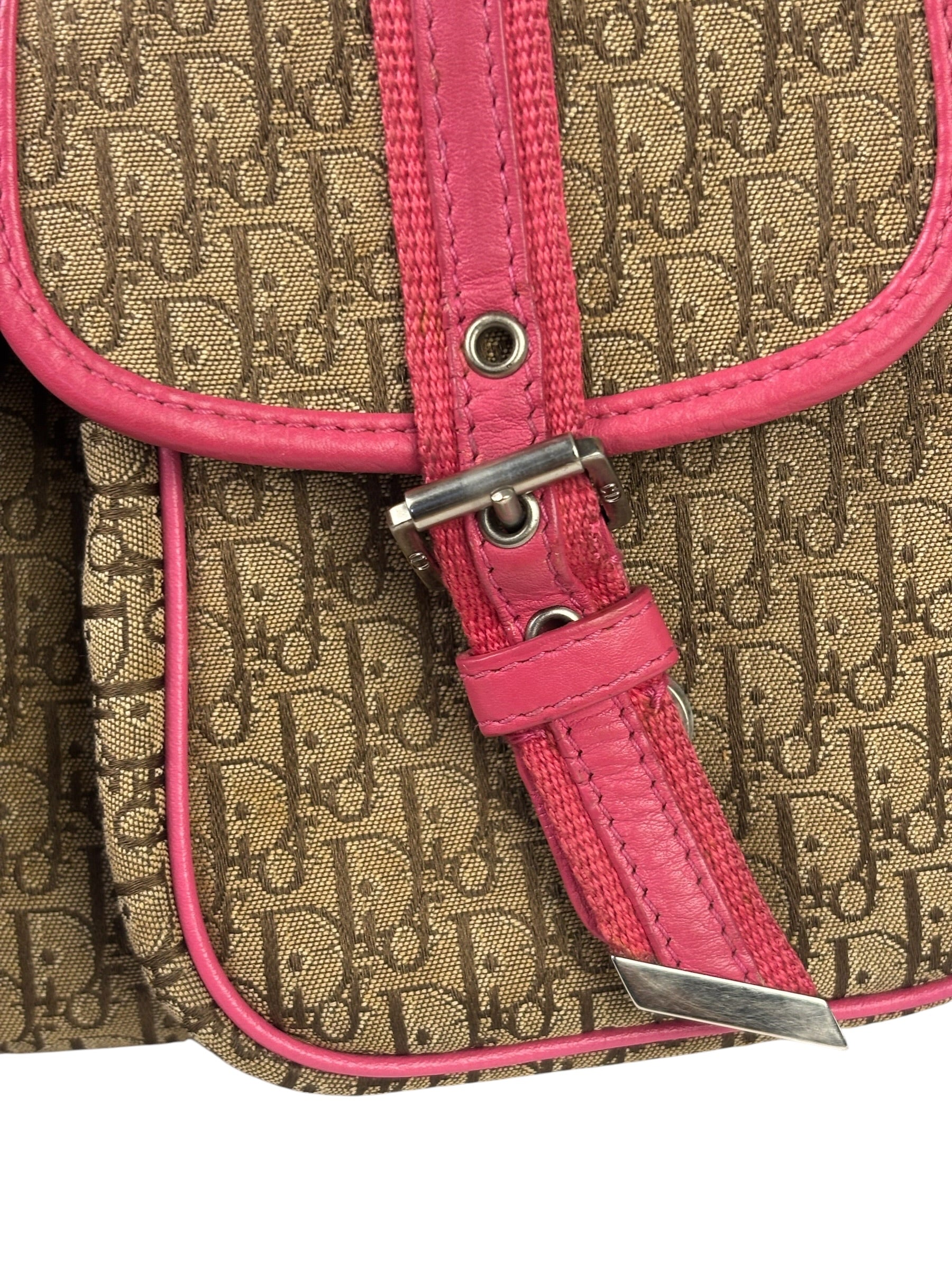 Christian Dior Vintage Pink Leather Trim Diorssimo Street Chic Shoulder Bag