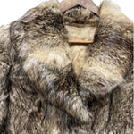 Vintage Dark Brown/Beige Collared Fur Coat